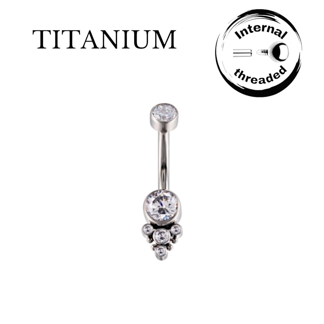 Implant Grade ASTM F136 Titanium Stone Balls Belly Button Internaly Treaded