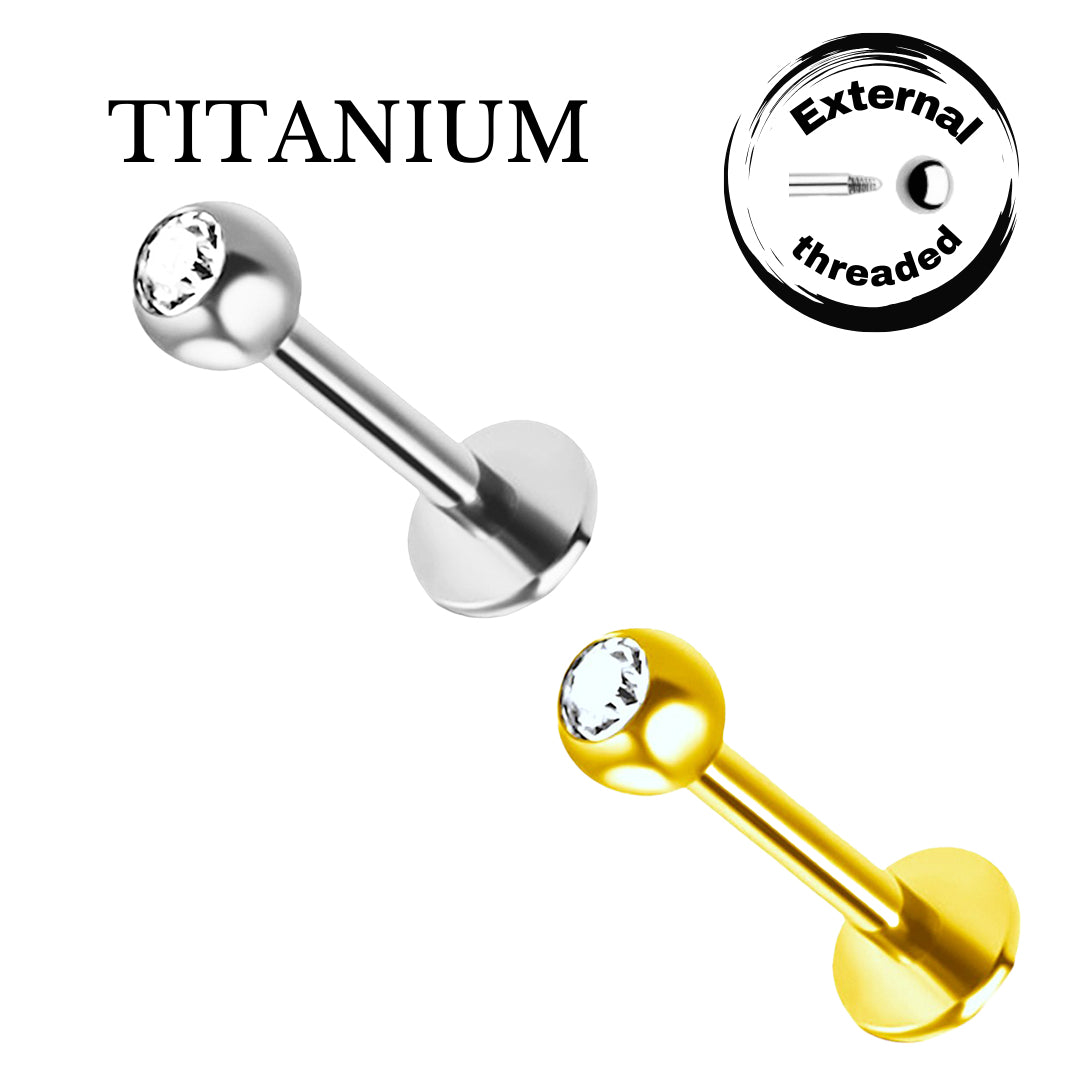 Implant Grade ASTM F136 Titanium With 3 MM Stone Ball EXternaly Threaded Labret