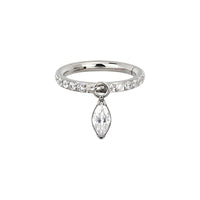 Implant Grade ASTM F136 Titanium CZ Paved Side With Prong Set CZ Dangle Pear Segment Clicker
