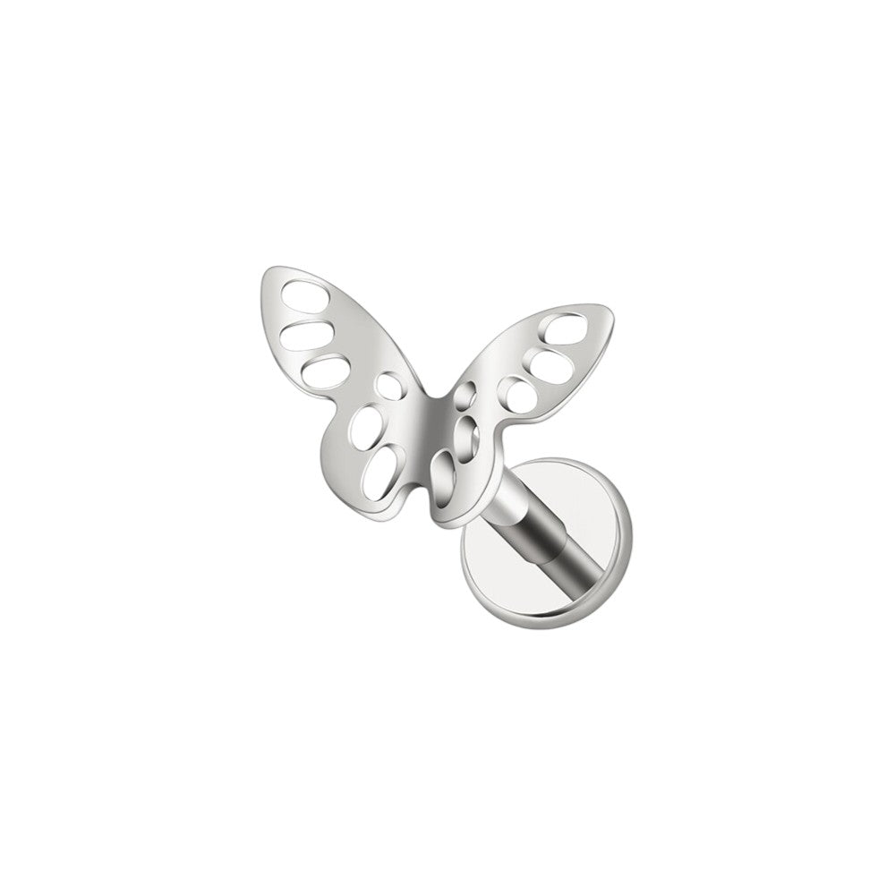 Implant Grade ASTM F136 Titanium Butterfly Holes Internaly Threaded Labret