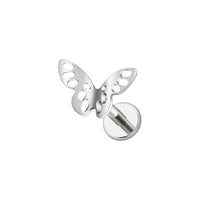 Implant Grade ASTM F136 Titanium Butterfly Holes Internaly Threaded Labret