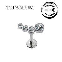 Implant Grade ASTM F136 Titanium 4 CZ Stone Cluster Internaly Threaded Labret