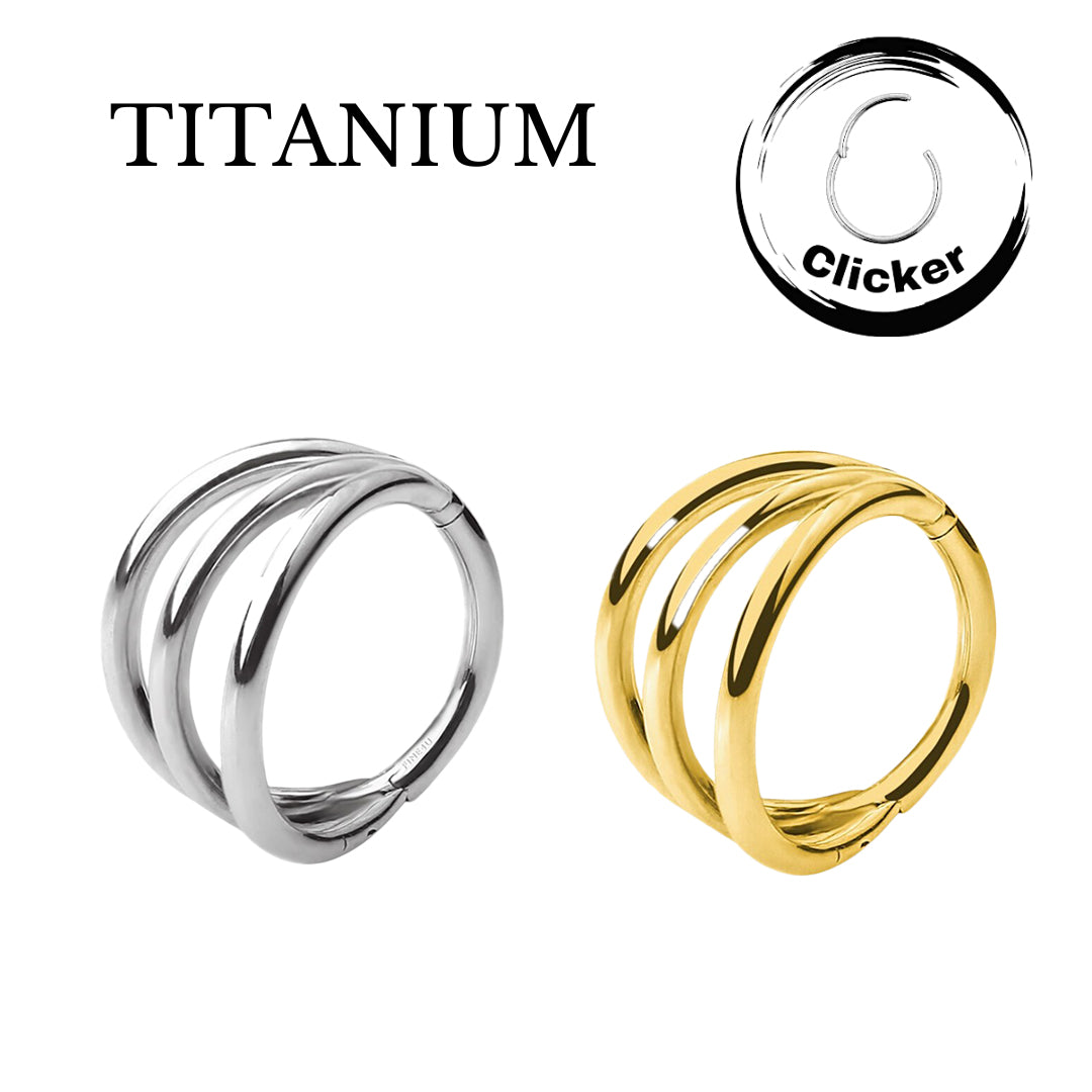 Implant Grade ASTM F136 Titanium High Polish Triple Hoops Hinged Segment Hoop Rings