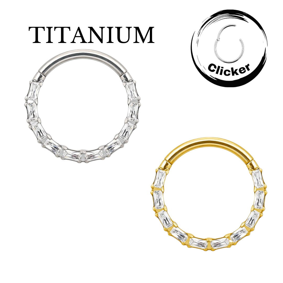 Implant Grade ASTM F136 Titanium Baguette CZ Pave Face Segment Clicker