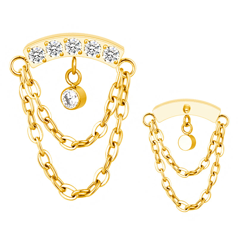 Implant Grade ASTM F136 Titanium Double Chain curved paved bar Internaly Threaded Labret