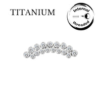 Implant Grade ASTM F136 Titanium 17 Bezel Set CZ In Curved Line Internaly Threaded Labret