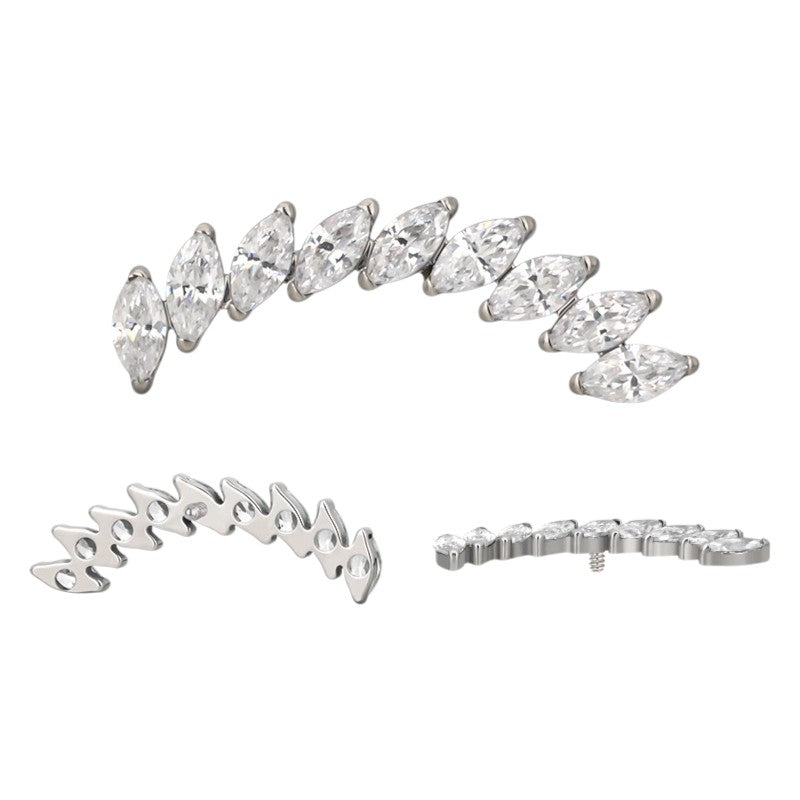 Implant Grade ASTM F136 Titanium 9 Marquise CZ Internaly Threaded Labret