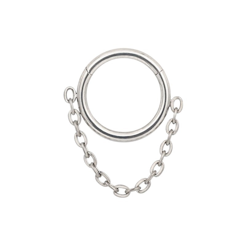 Implant Grade ASTM F136 Titanium Plain Ring With Chain Dangle Segment Clicker