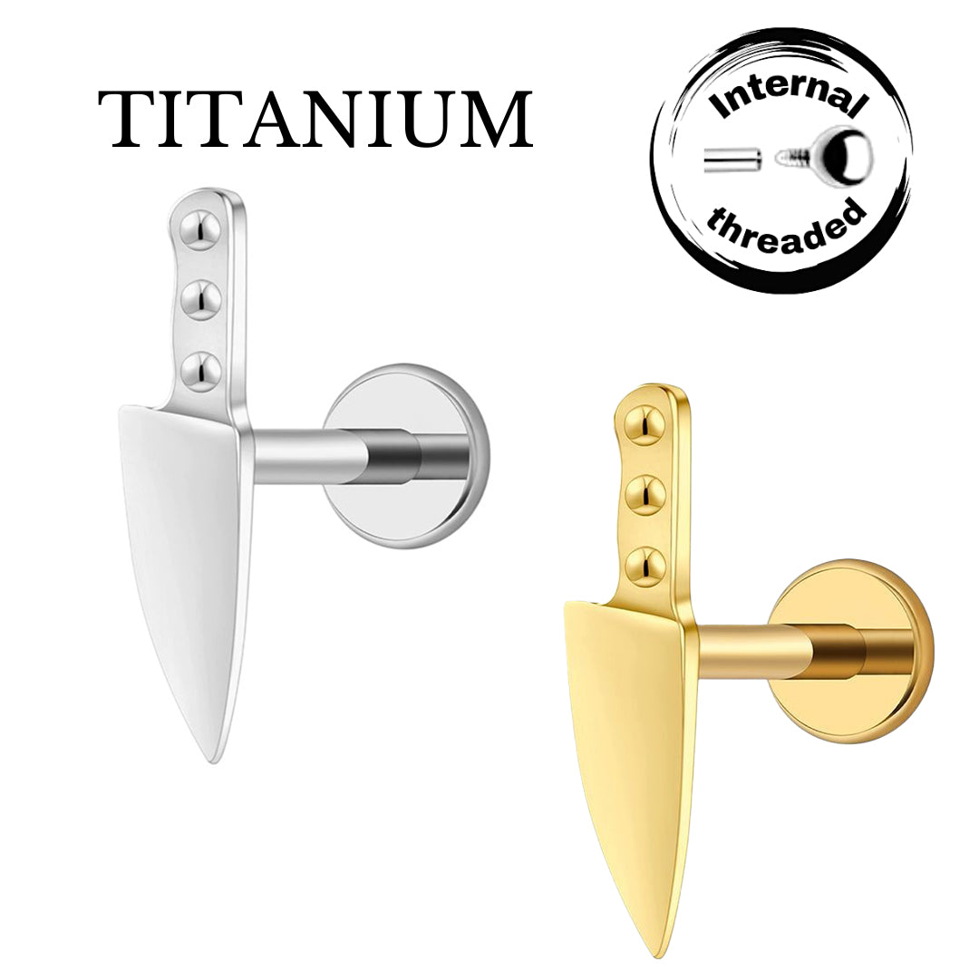Implant Grade ASTM F136 Titanium Knife Internaly Threaded Labret
