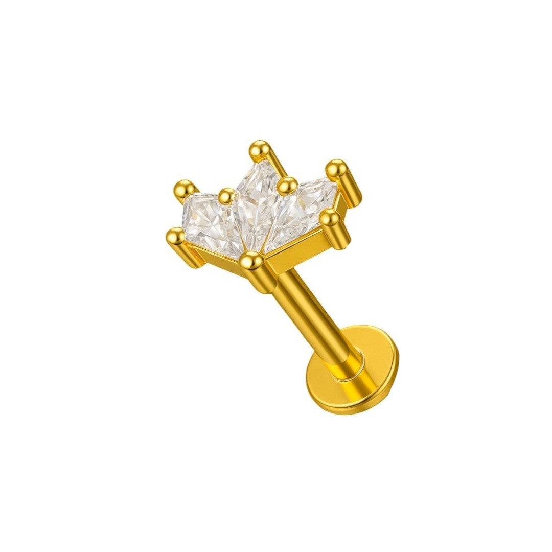 Implant Grade ASTM F136 Titanium 3 CZ Marquise Wide Internaly Threaded Labret