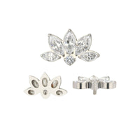 Implant Grade ASTM F136 Titanium 4 Marquise CZ With Round CZ Center Internaly Threaded Labret