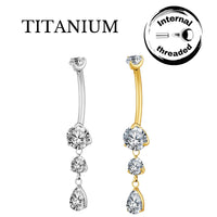 Implant Grade ASTM F136 Titanium Pendant Drop Internaly Threaded Belly Ring