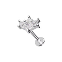 Implant Grade ASTM F136 Titanium 3 CZ Marquise Wide Internaly Threaded Labret
