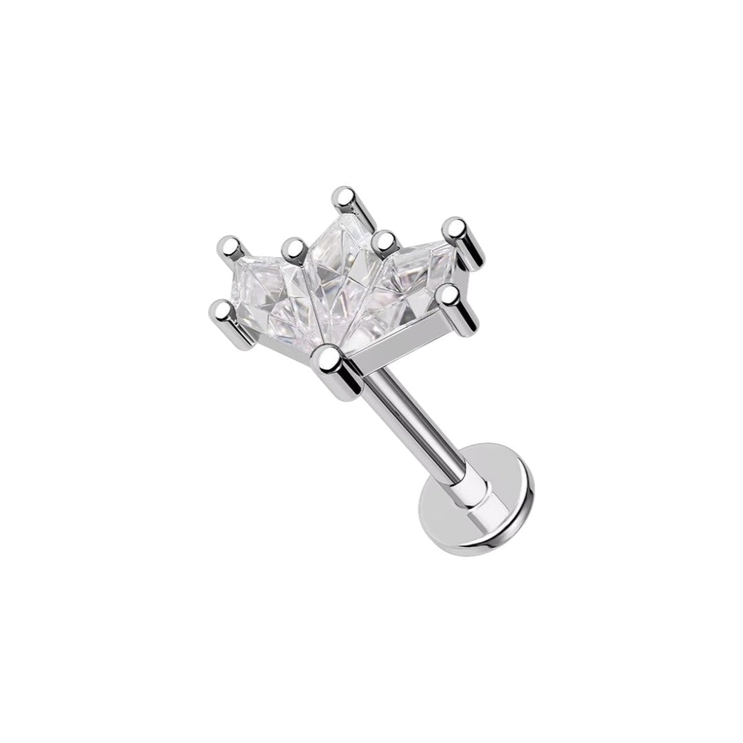 Implant Grade ASTM F136 Titanium 3 CZ Marquise Wide Internaly Threaded Labret