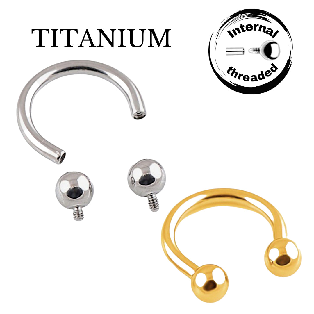 Implant Grade ASTM F136 Titanium Circular Barbell Without Ball Internaly Threaded