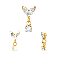 Implant Grade ASTM F136 Titanium 2 Marquise CZ Marquise Dangle CZ Internaly Threaded Labret