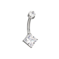 Implant Grade ASTM F136 Titanium Stone Square Belly Button Internaly Treaded