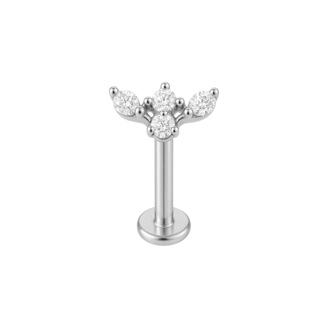 Implant Grade ASTM F136 Titanium 4 CZ Marquise Wing Internaly Threaded Labret