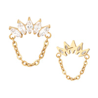 Implant Grade ASTM F136 Titanium 5 Marquise CZ Dangle Chain Internaly Threaded Labret