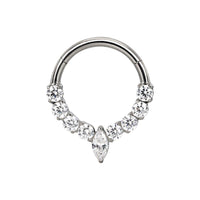 Implant Grade ASTM f136 Titanium Forward Facing CZ Fan With Marquise CZ Center Segment Clicker