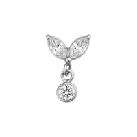Implant Grade ASTM F136 Titanium 2 Marquise CZ Dangle CZ Internaly Threaded Labret