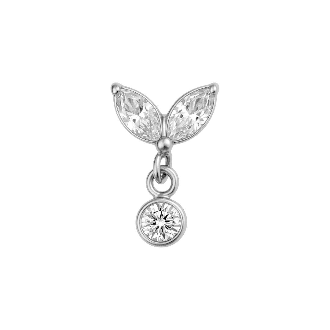 Implant Grade ASTM F136 Titanium 2 Marquise CZ Dangle CZ Internaly Threaded Labret