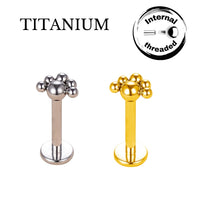 Implant Grade ASTM F136 Titanium 5 Bead Cluster Internaly Threaded Labret
