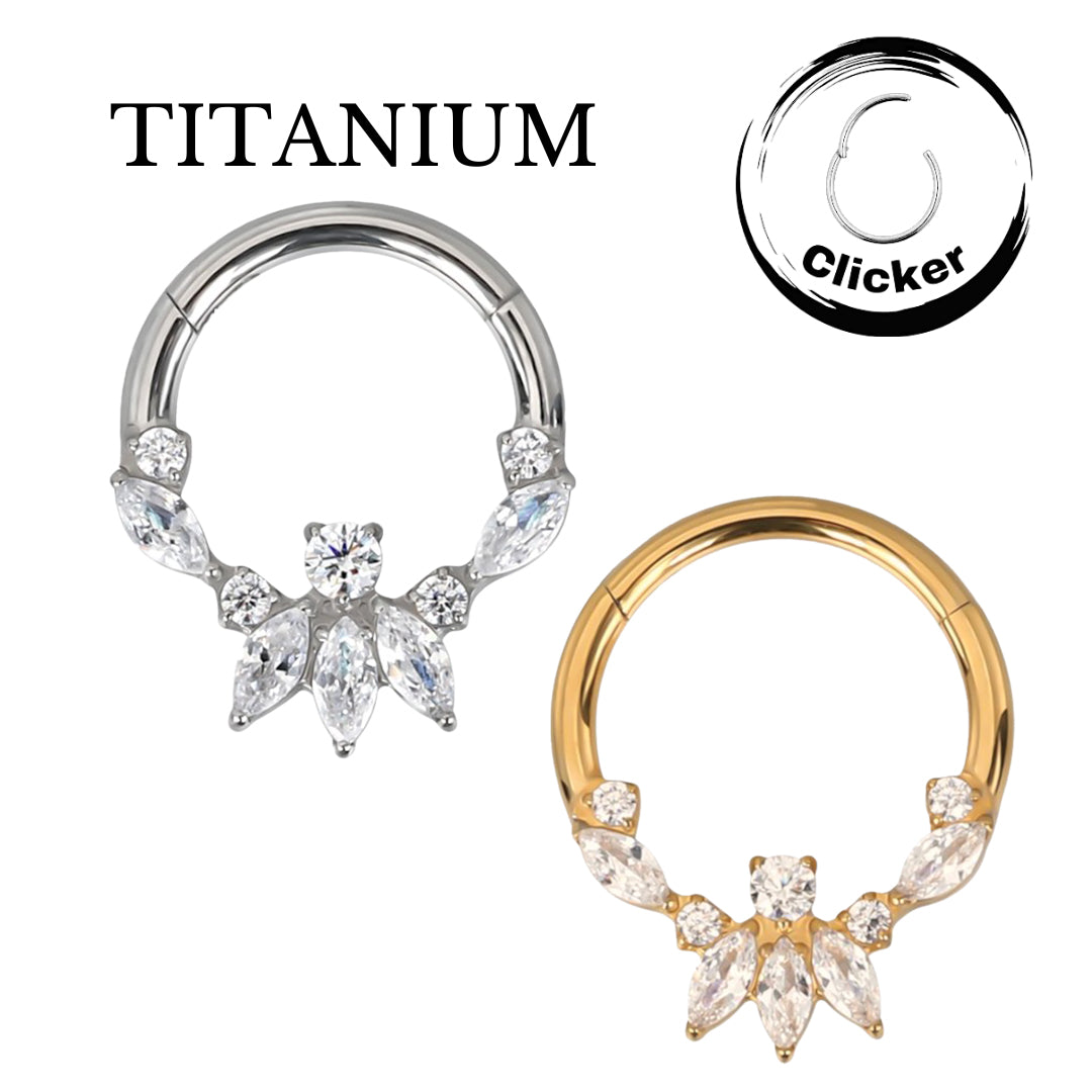 Implant Grade ASTM F136 Marquise CZ Flower Segment Clicker