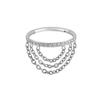 Implant Grade Titanium ASTM F 136 Tripple Chain CZ Stone Segment Clicker