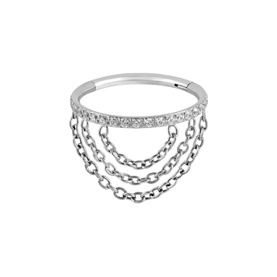 Implant Grade Titanium ASTM F 136 Tripple Chain CZ Stone Segment Clicker