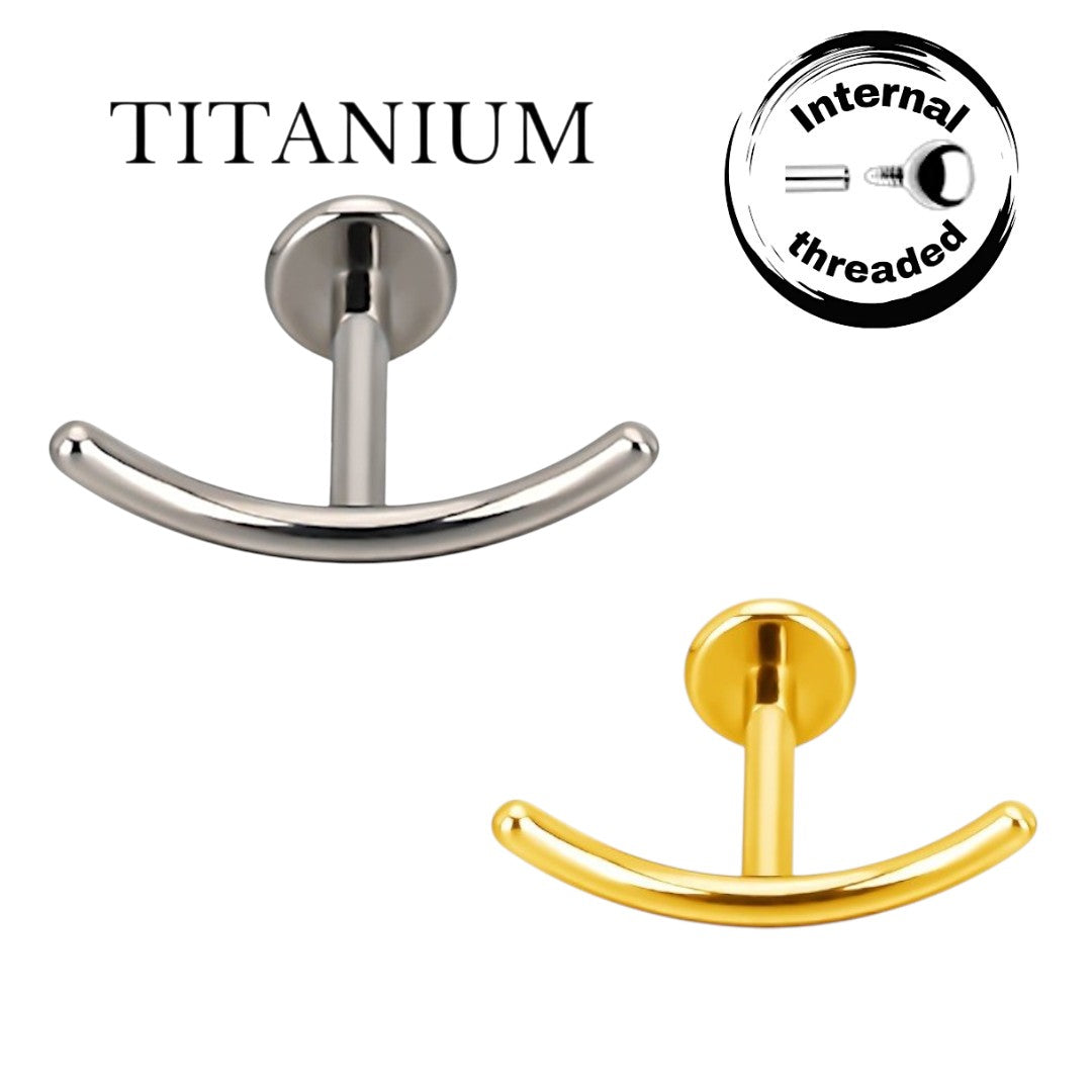Implant Grade ASTM F136 Titanium CZ Curved Bar Internaly Threaded Labret