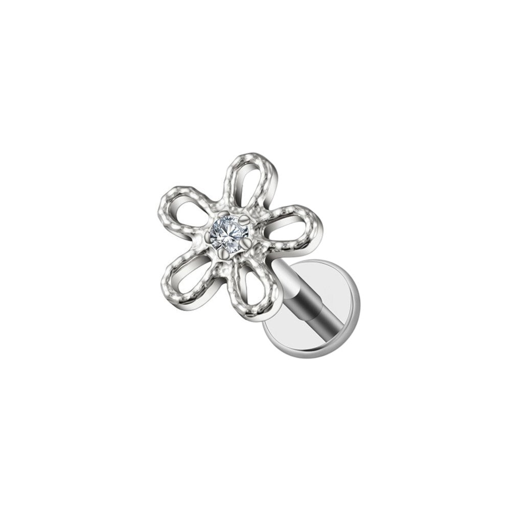 Implant Grade ASTM F136 Titanium Flower Outlines Internaly Threaded Labret