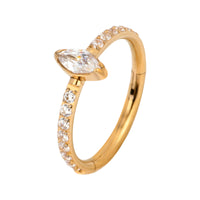 Implant Grade ASTM F136 Titanium CZ Pave Side With Marquise Stone Center Segment Clicker