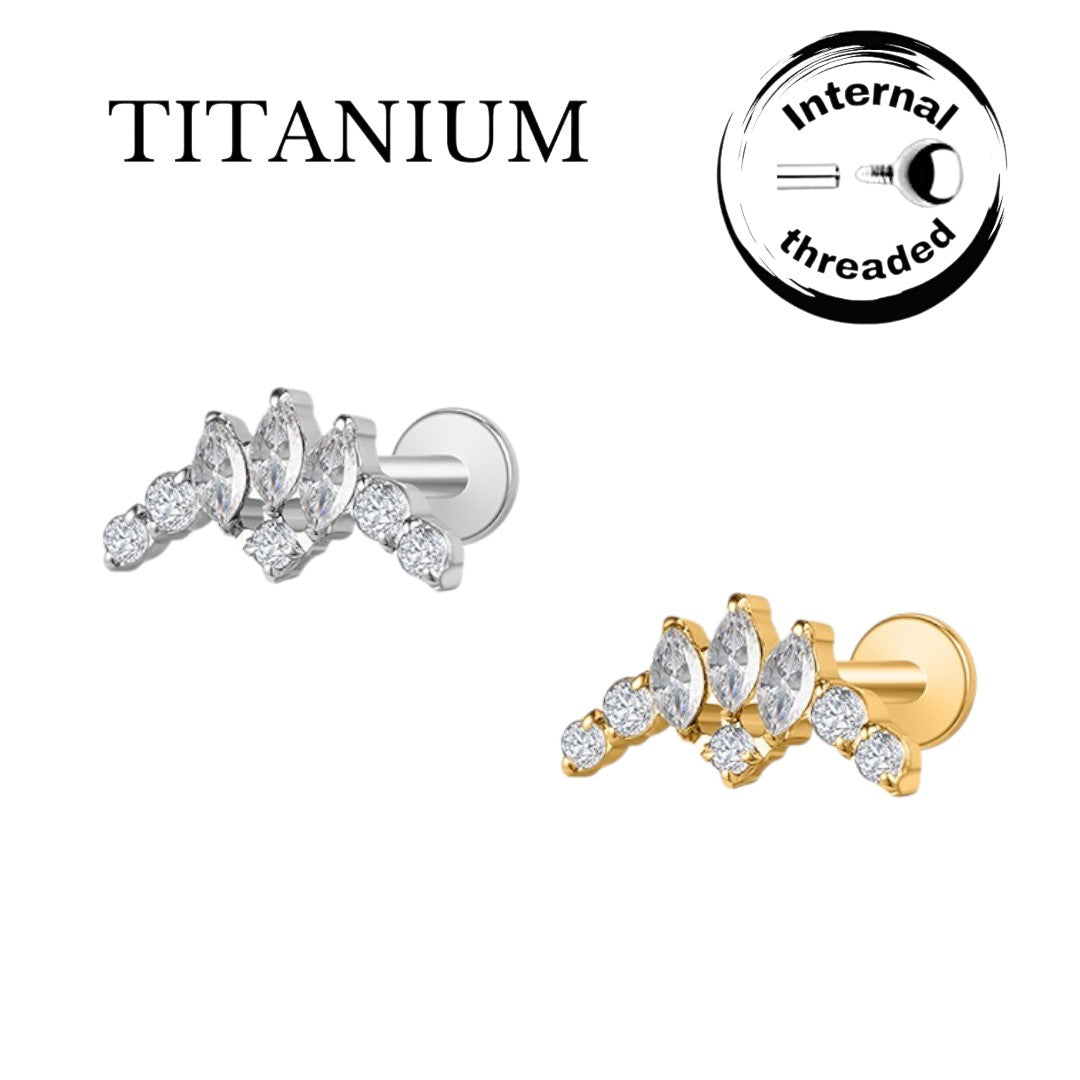 Implant Grade ASTM F136 Titanium 8 CZ Figure Internaly Threaded Labret