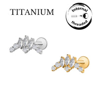 Implant Grade ASTM F136 Titanium 8 CZ Figure Internaly Threaded Labret