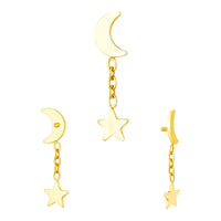 Implant Grade ASTM F136 Titanium Moon With Dangle Star Internaly Threaded Labret
