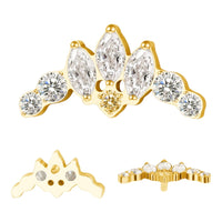 Implant Grade ASTM F136 Titanium 3 Prong Set Marquise With 5 Round CZ Internaly Threaded Labret
