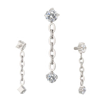 Implant Grade ASTM F136 Titanium Bezel CZ With Chain Dangle CZ Internaly Threaded Labret