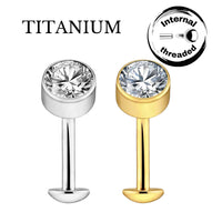 Implant Grade ASTM F136 Titanium Top Stone Internaly Threaded Belly Ring