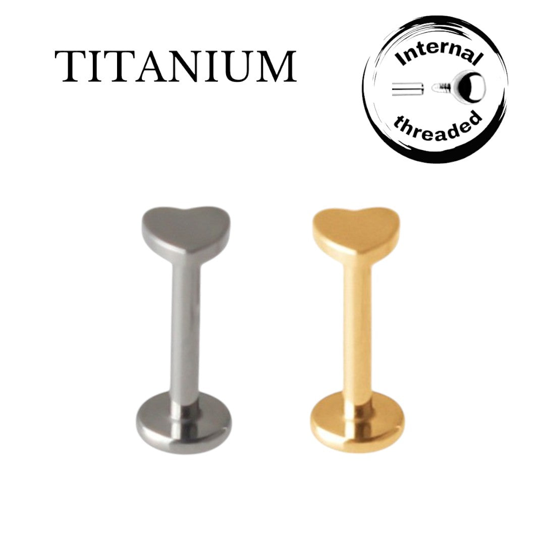 Implant Grade ASTM F136 Titanium Heart Internaly Threaded Labret