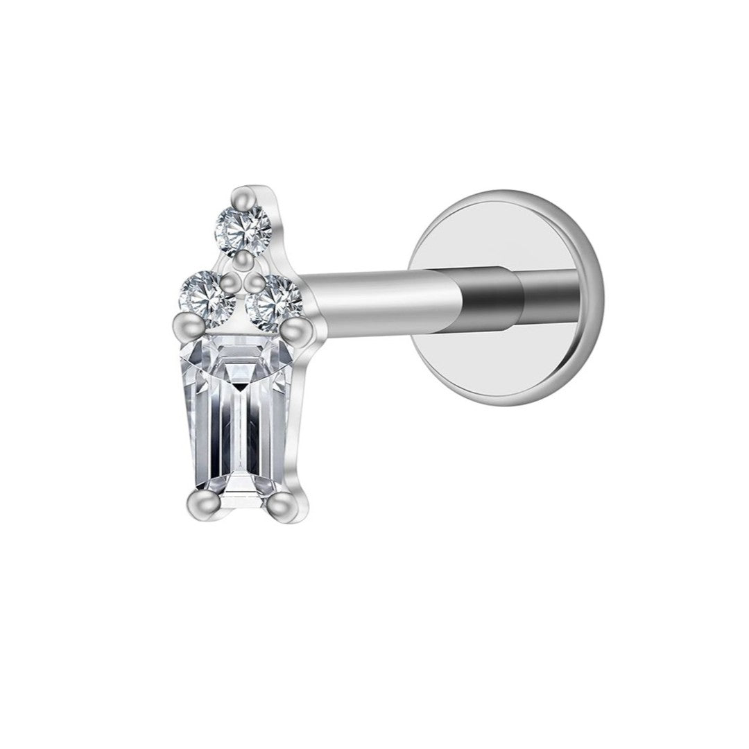 Implant Grade ASTM F136 Titanium Square Triangle Stone Top Internaly Threaded Labret