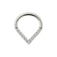 Implant Grade ASTM F-136 Titanium Heart Shape With CZ Pave Face Segment Clicker