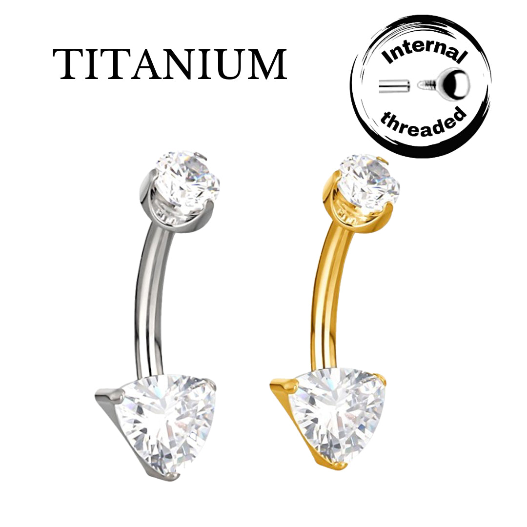 Implant Grade ASTM F136 Titanium Stone Triangle Belly Button Internaly Treaded