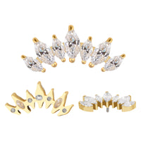 Implant Grade ASTM F136 Titanium 7 Prong Set Marquise CZ Internaly Threaded Labret