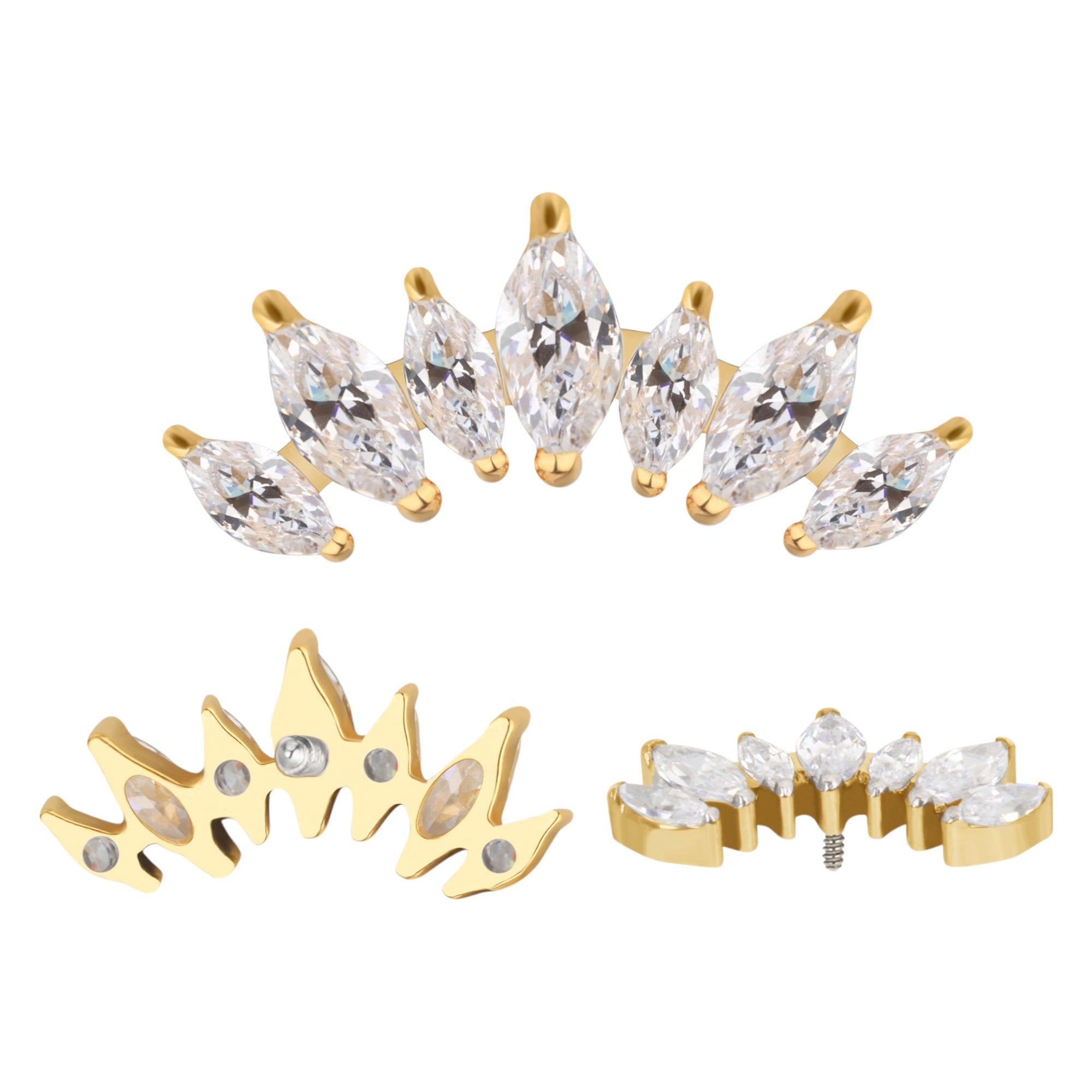 Implant Grade ASTM F136 Titanium 7 Prong Set Marquise CZ Internaly Threaded Labret