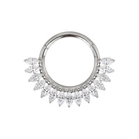 Implant Grade ASTM F136 Titanium Forward Facing Half Circle Marquise CZ Fan Segment Clicker