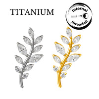 Implant Grade ASTM F136 Titanium Leaf Marquise CZ Internaly Threaded Labret