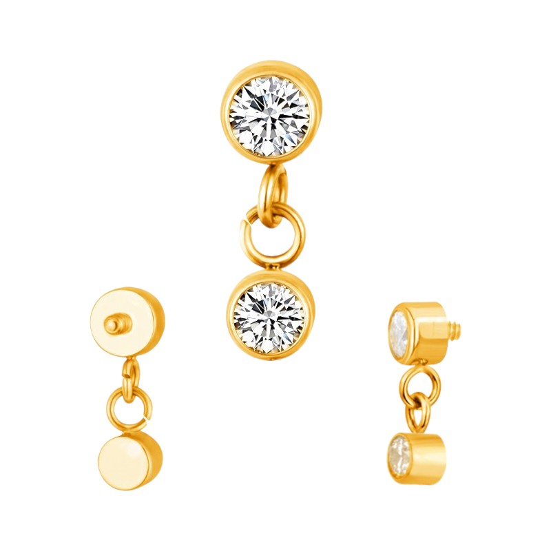 Implant Grade ASTM F136 Titanium CZ With Dangle CZ Internaly Threaded Labret