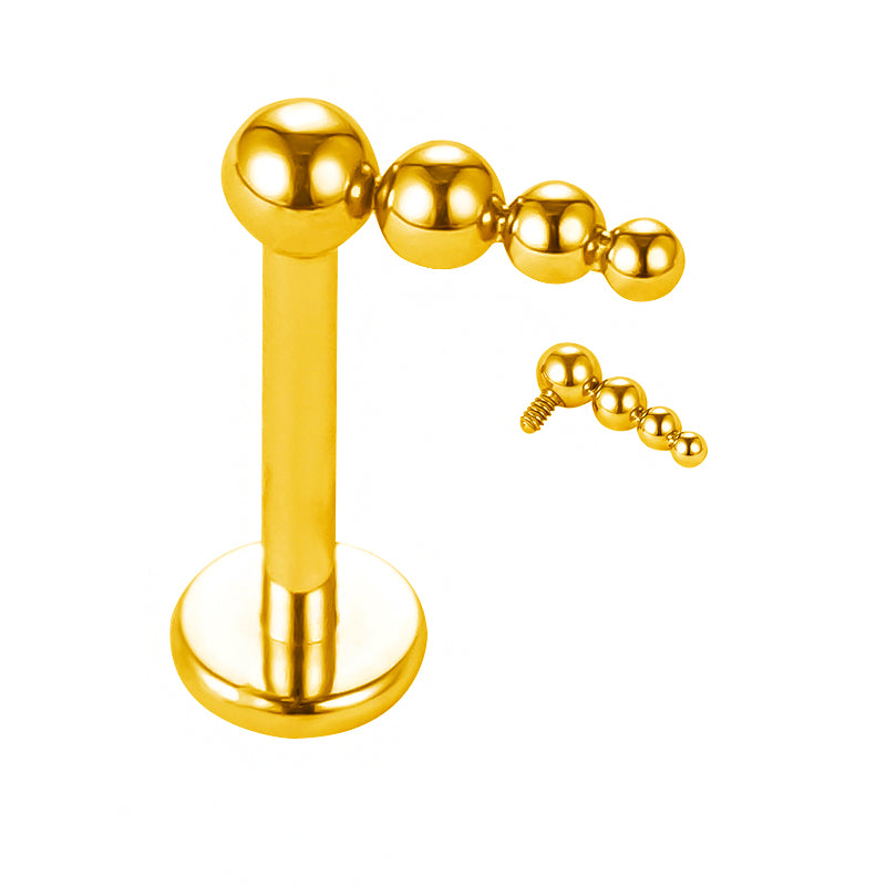 Implant Grade ASTM F136 Titanium Descending 4 Balls Internaly Threaded Labret