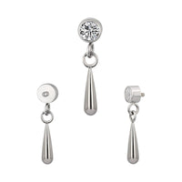 Implant Grade ASTM F136 Titanium Bezel CZ Tear Drop Dangle Internaly Threaded Labret